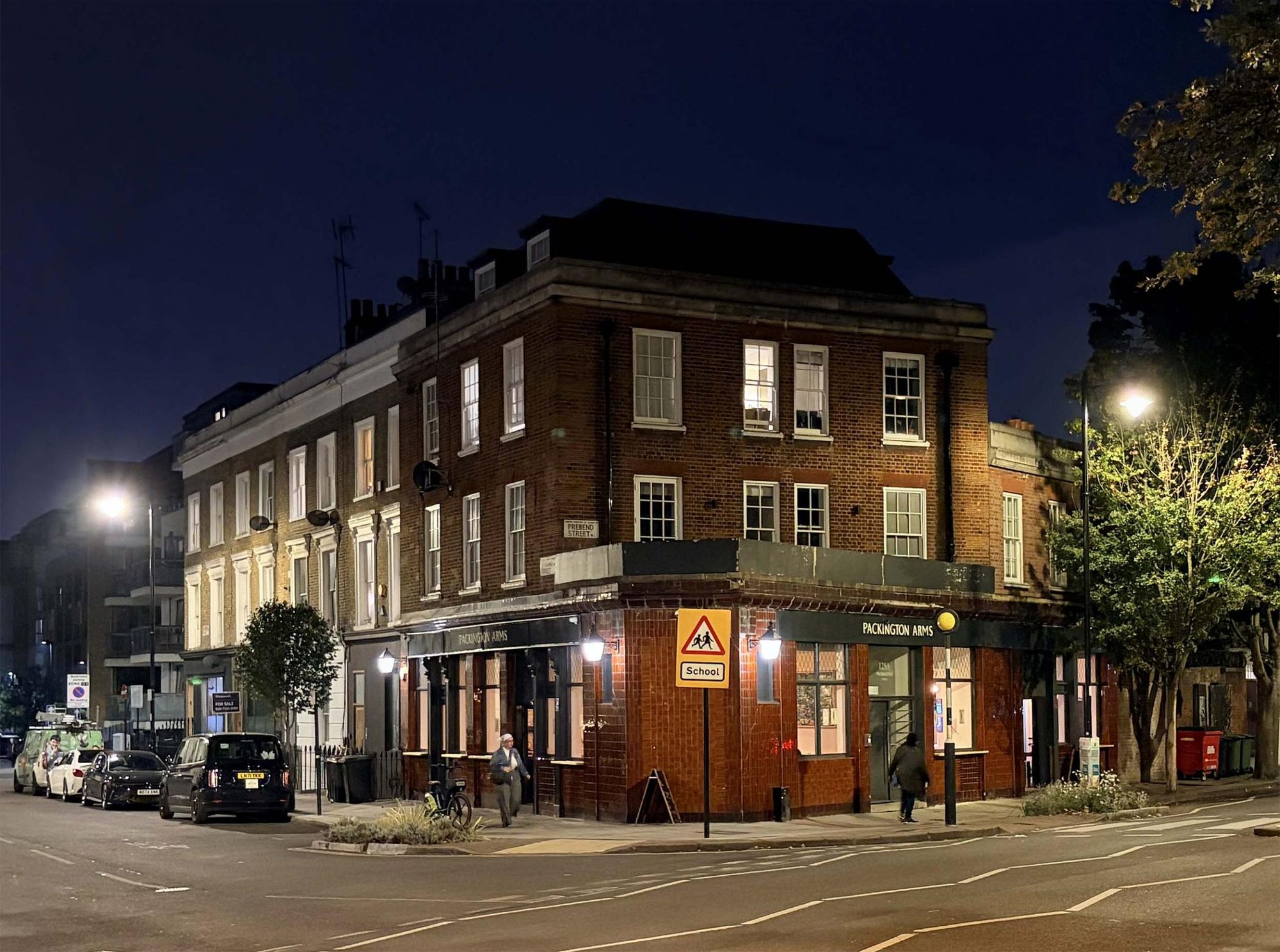 Exterior at Night Sept 2026. (Pub, External, Key). Published on 01-10-2026
