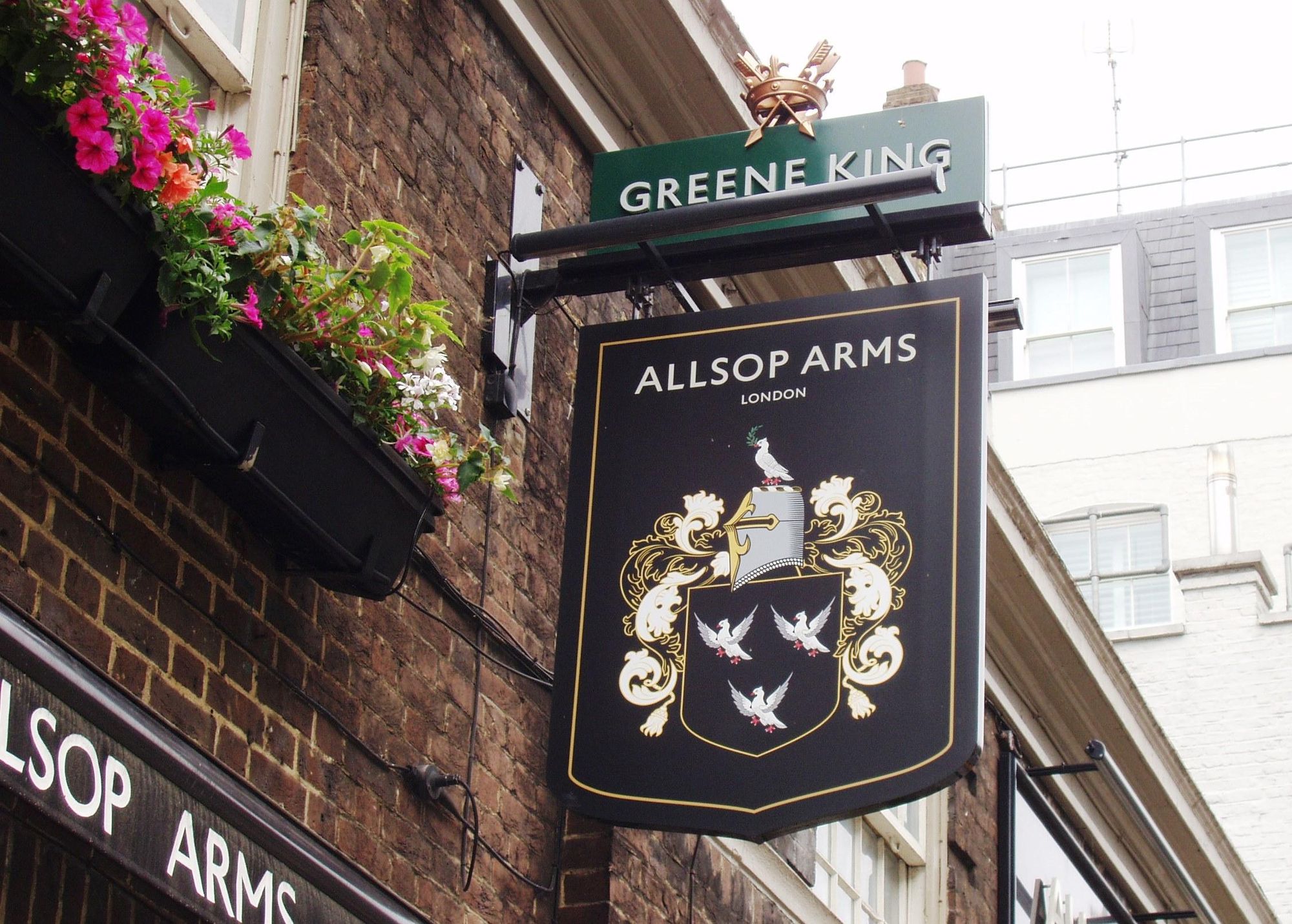 Allsop Arms NW1-sign June 2018. (Pub, External, Sign). Published on 10-06-2018