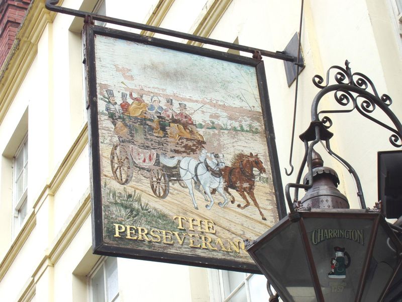 Perseverance NW1-sign June 2018. (Pub, External, Sign). Published on 10-06-2018