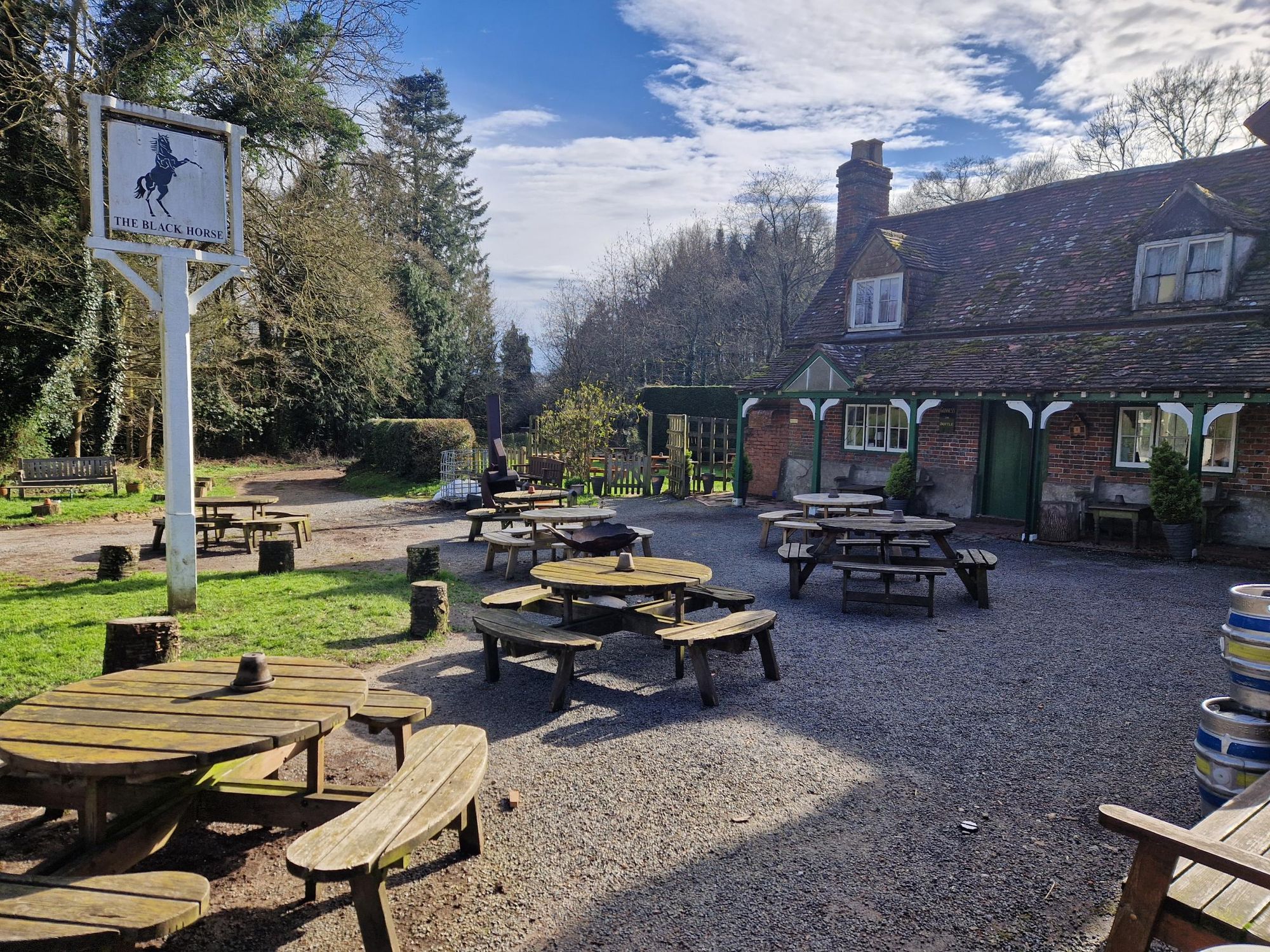 Black Horse, Checkendon - pub front and garden - Feb 2024. (Pub, External, Garden, Sign). Published on 29-02-2024