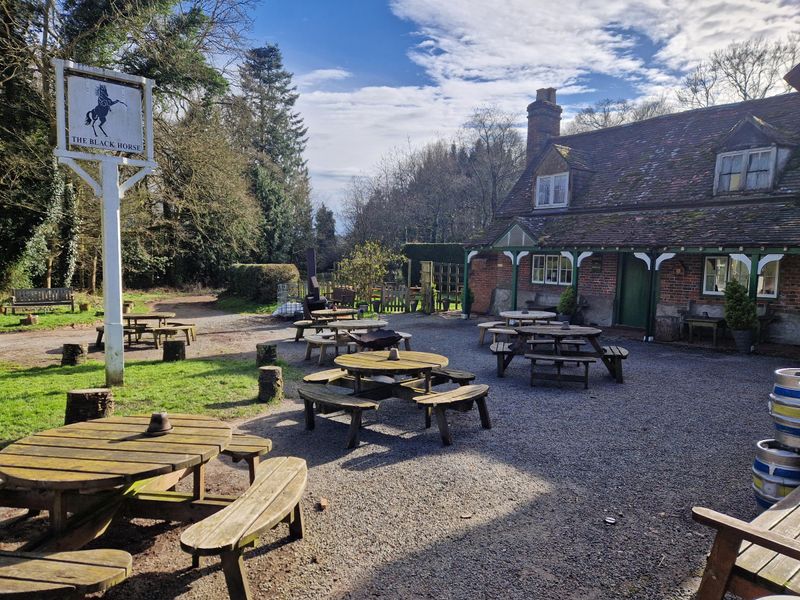 Black Horse, Checkendon - pub front and garden - Feb 2024. (Pub, External, Garden, Sign). Published on 29-02-2024 