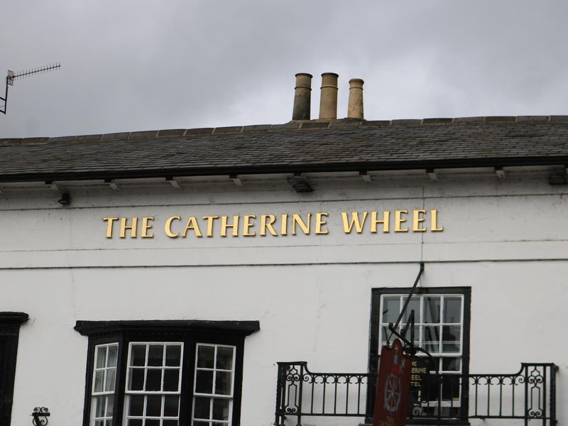 HoT - Catherine Wheel - pub name on western block Feb 2026. (External, Sign). Published on 08-04-2026 