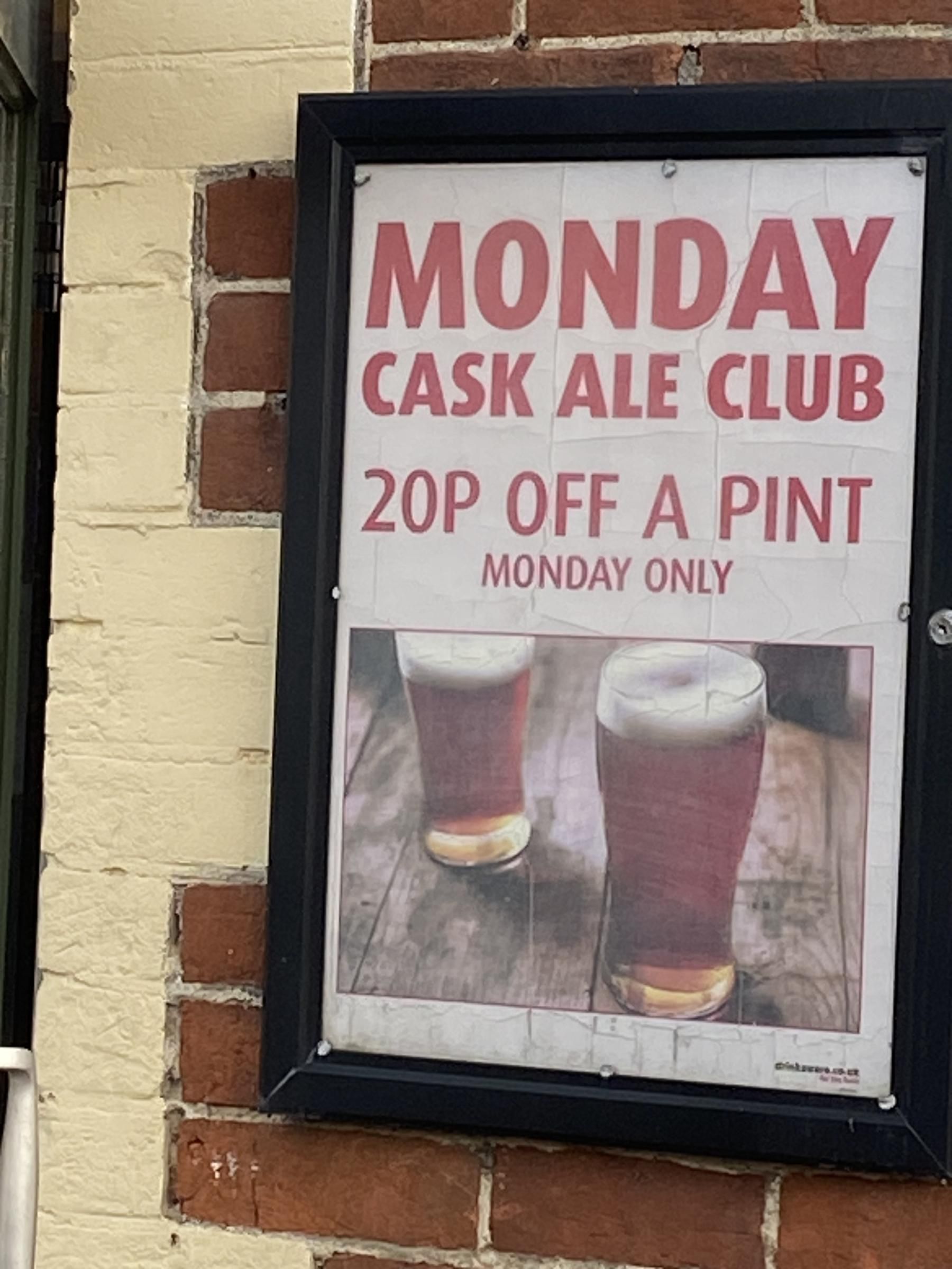 Wheatsheaf, Didcot - Monday Cask Ale Club poster Feb 2023. (Pub, External). Published on 18-02-2023