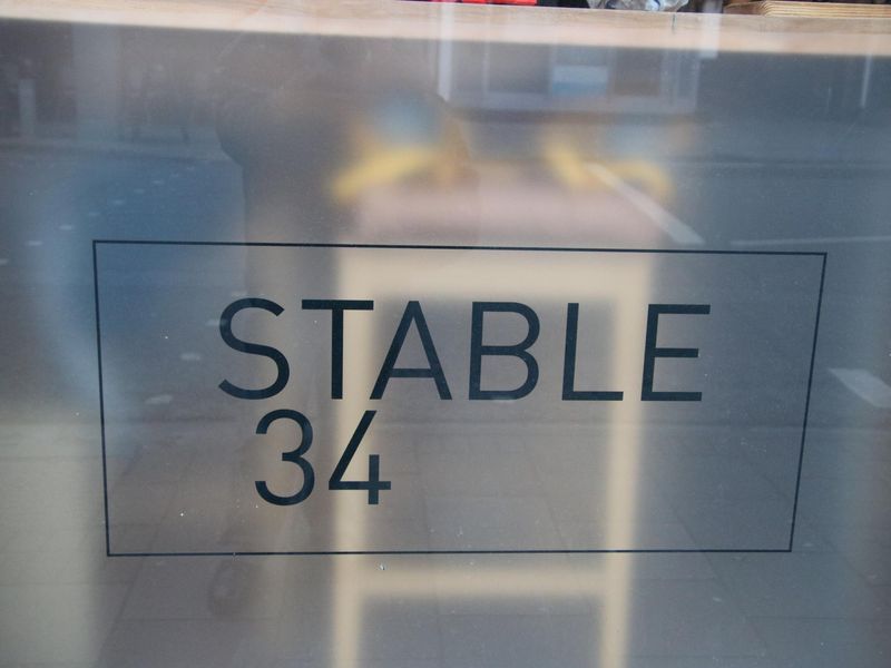 Stable 34, Henley-on-Thames - window sign. (Pub, External). Published on 10-12-2021