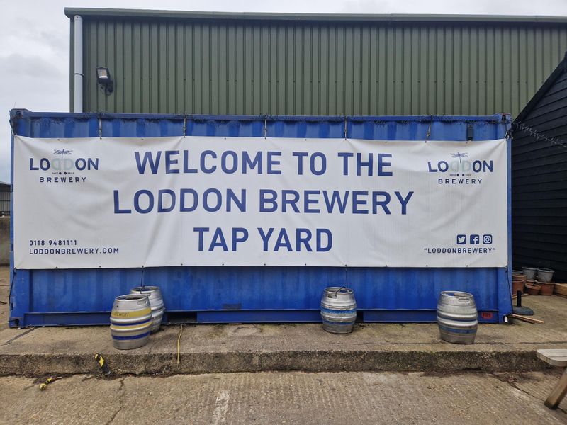 Loddon Tap Yard, Dunsden - courtyard banner - Feb 2023. (Pub, External, Sign). Published on 24-02-2023