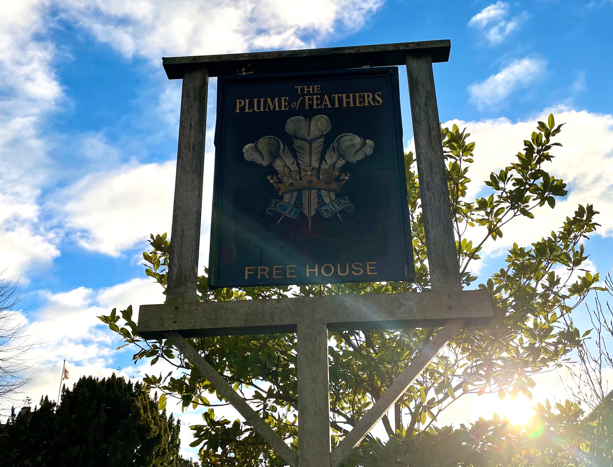 Plume of Feathers, Shewton (Photo: Nick Yarwood - 25/11/2025). (Sign). Published on 25-11-2025