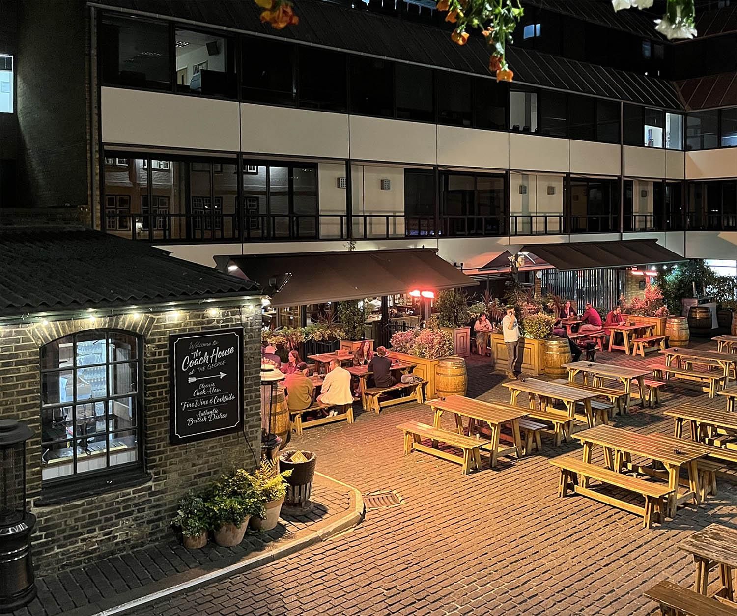 Outside seating at night, 2026. (External, Garden). Published on 30-04-2026