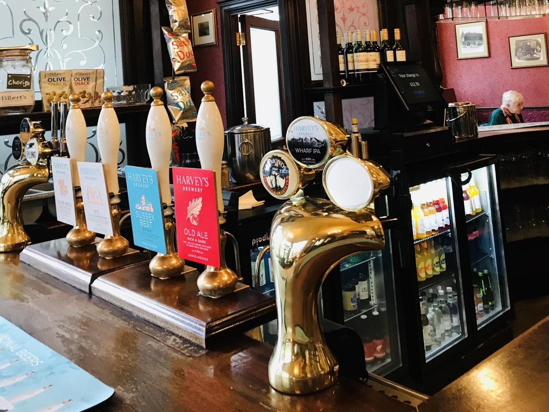 Front bar handpumps and keg fonts. (Pub, Bar). Published on 23-12-2022