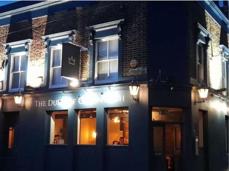 Street frontage at night as The Duke of Greenwich. (Pub, External). Published on 17-07-2023