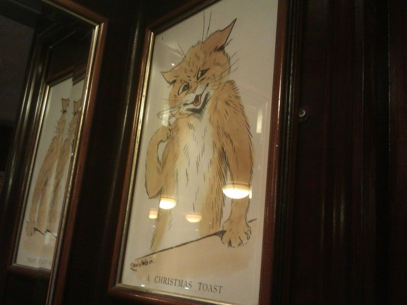 Close up of one dividing column illustration - a Wain cat. (Bar). Published on 23-10-2022 