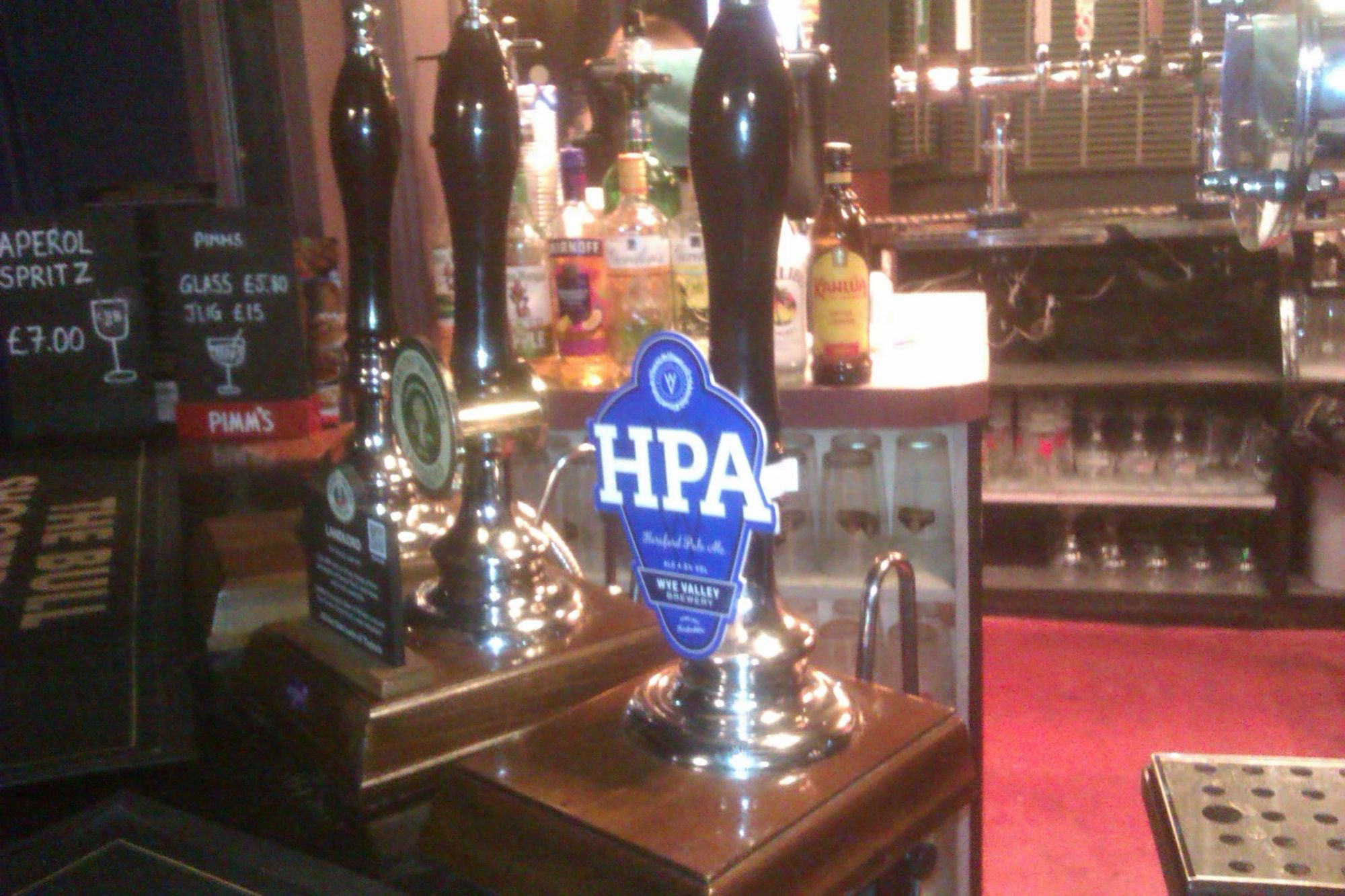 Three handpumps are in the saloon bar. (Pub, Bar). Published on 16-10-2024