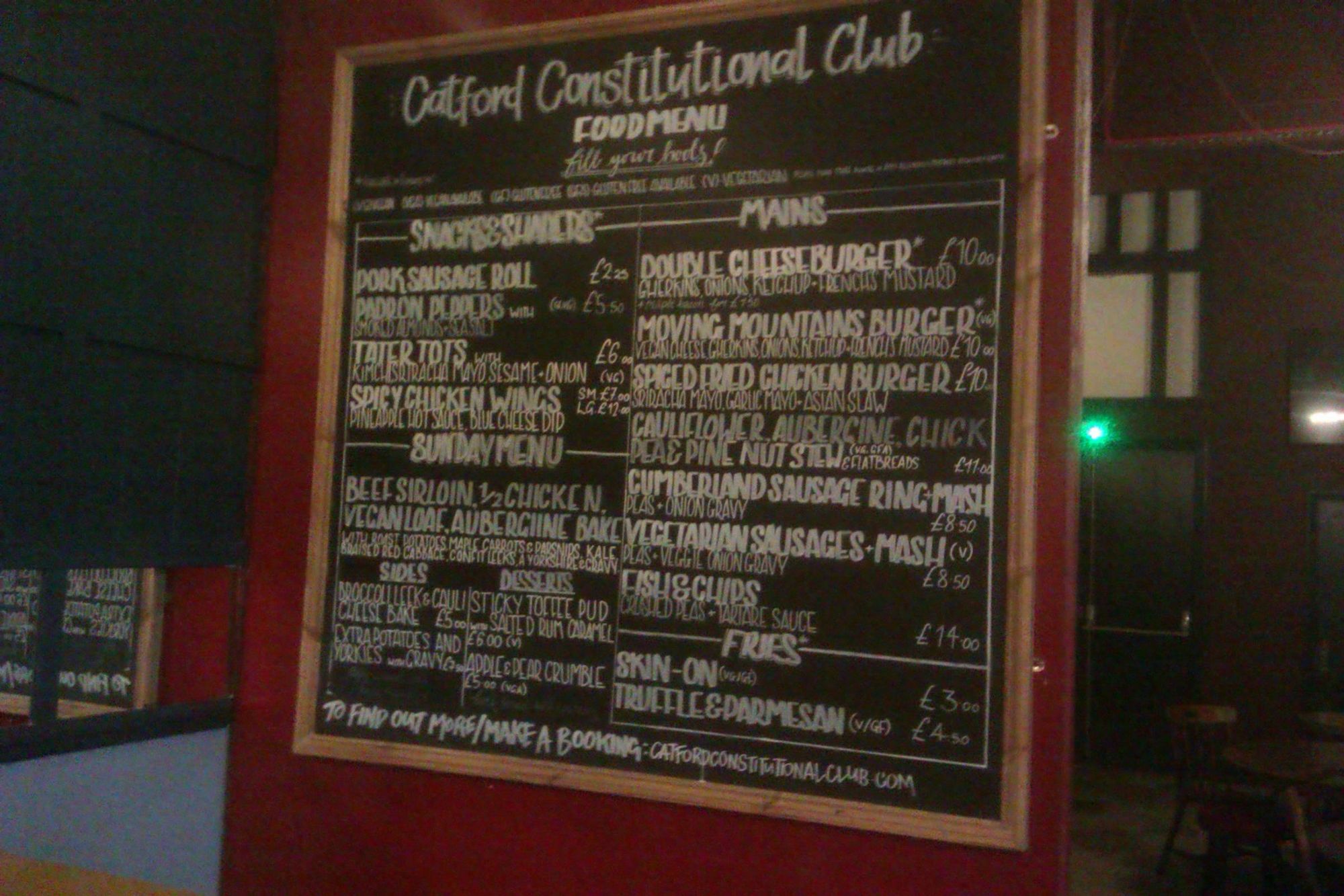 The food menu board. (Pub, Bar, Restaurant). Published on 21-01-2024