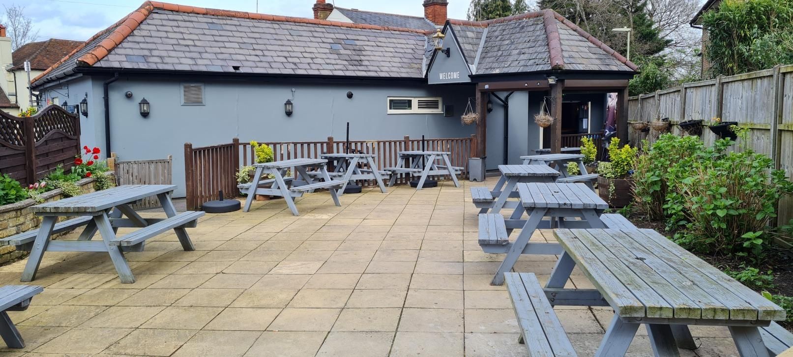 Outside looking back towards pub. (Pub, External, Garden). Published on 08-04-2024