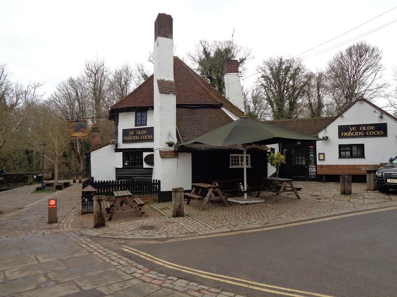 Olde Fighting Cocks at St Albans. (Pub, External, Key). Published on 02-04-2023
