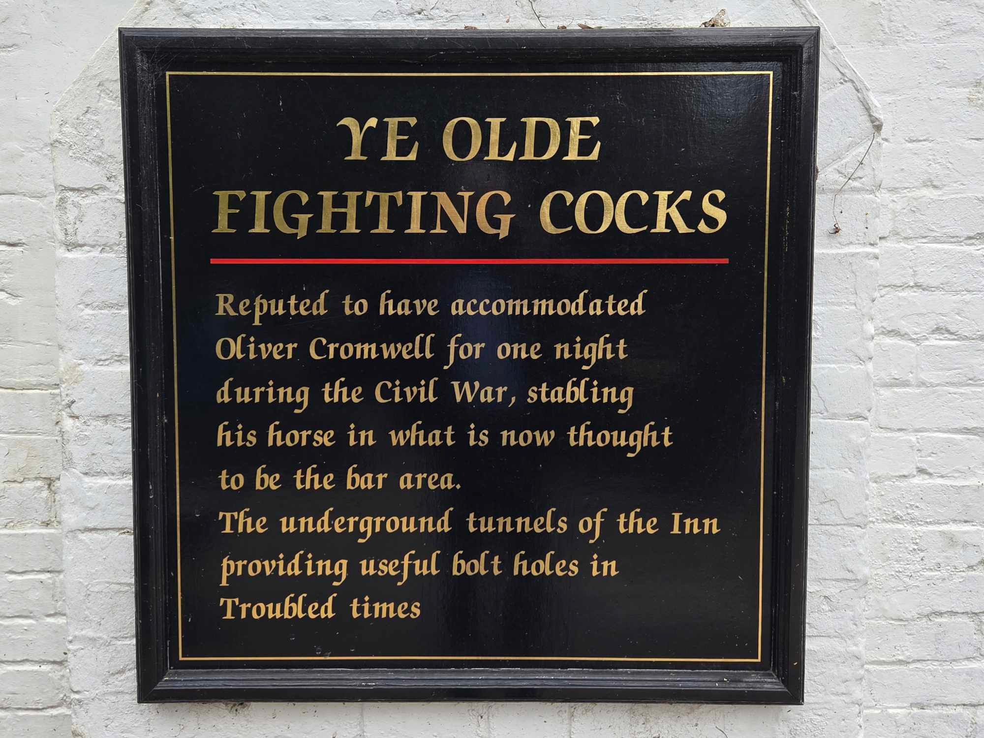 The sign at Olde Fighting Cocks in St Albans. (Pub, Sign). Published on 20-04-2026