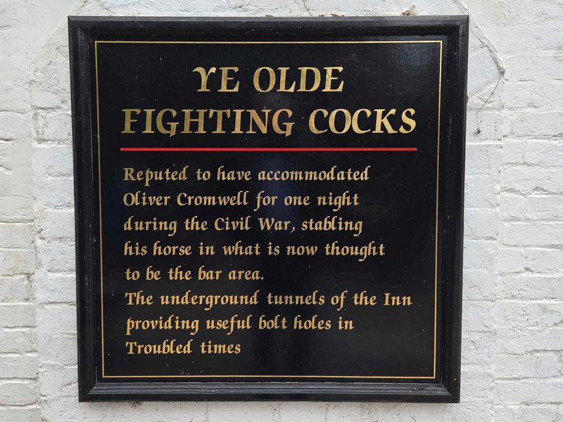 The sign at Olde Fighting Cocks in St Albans. (Pub, Sign). Published on 20-04-2026 