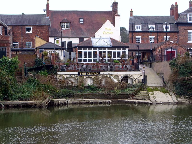 Crown(Coleham), Shrewsbury - Rear view from across River Severn. (Pub, Garden). Published on 27-09-2012 