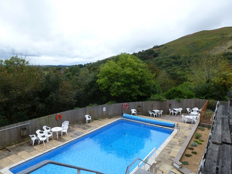 Longmynd Hotel, Church Stretton - Swimming pool terrace. (Pub, Garden). Published on 27-09-2012 