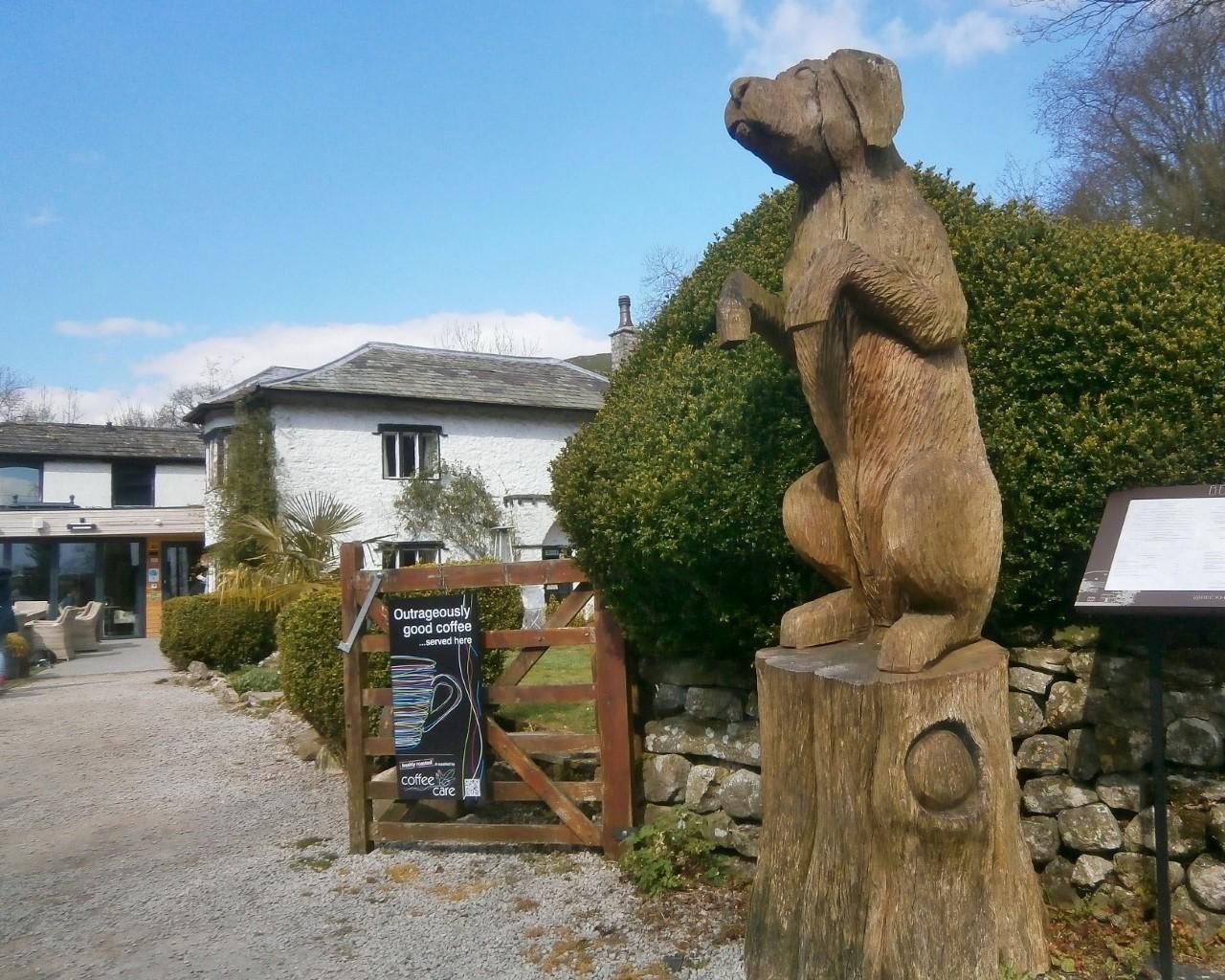 Beck Hall Dog Carving and Entrance, April 2019. (Pub, External). Published on 02-05-2019