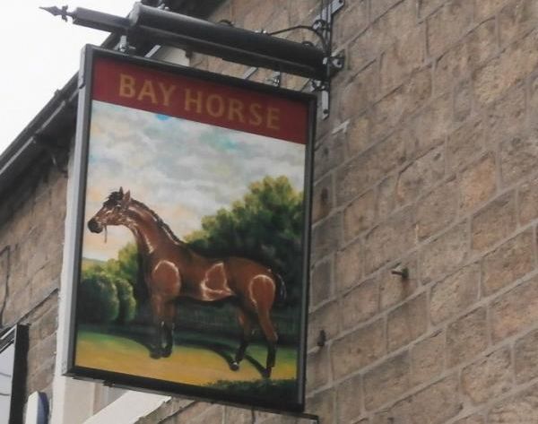 Bay Horse, Cowling - pub sign. (Pub, External, Sign). Published on 23-01-2015