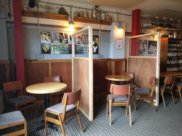 Bar area 2020 with partitions that existed during Covid era. Published on 27-07-2020