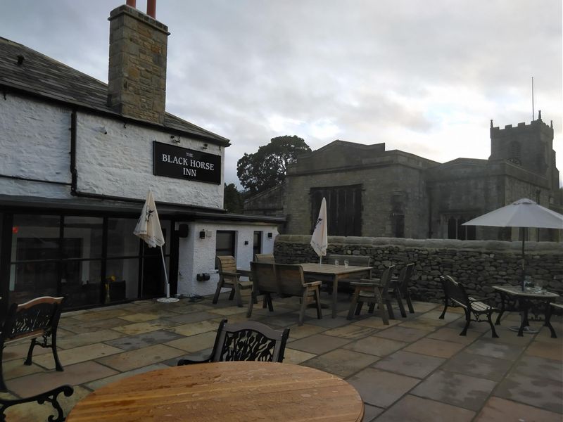 Rear patio, Black Horse, Giggleswick. (Pub, External, Garden). Published on 24-07-2022 