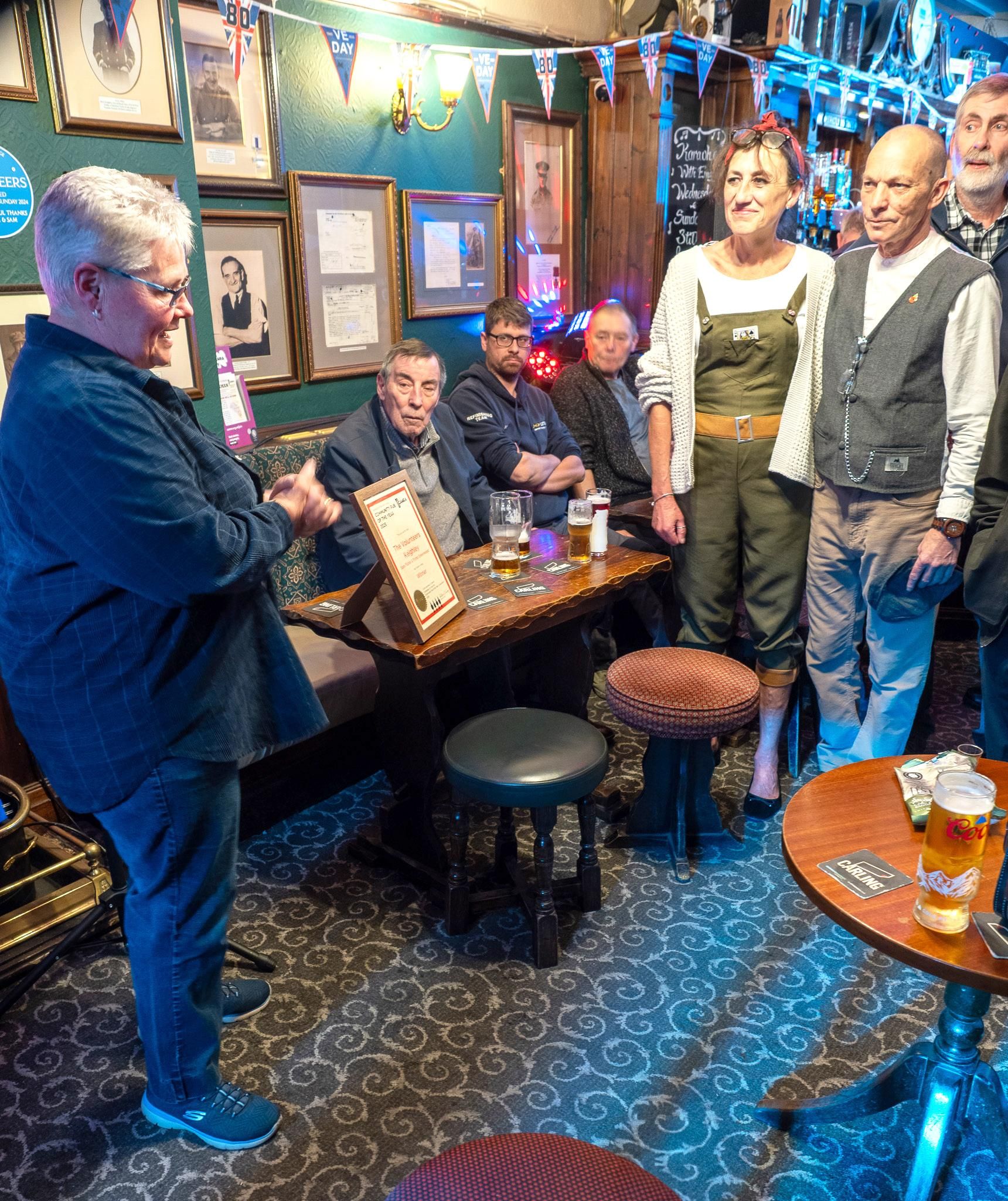 VE Day, 2025, Colleen (Branch Chair) awarding the Community Pub . (Publican, Award). Published on 30-06-2025