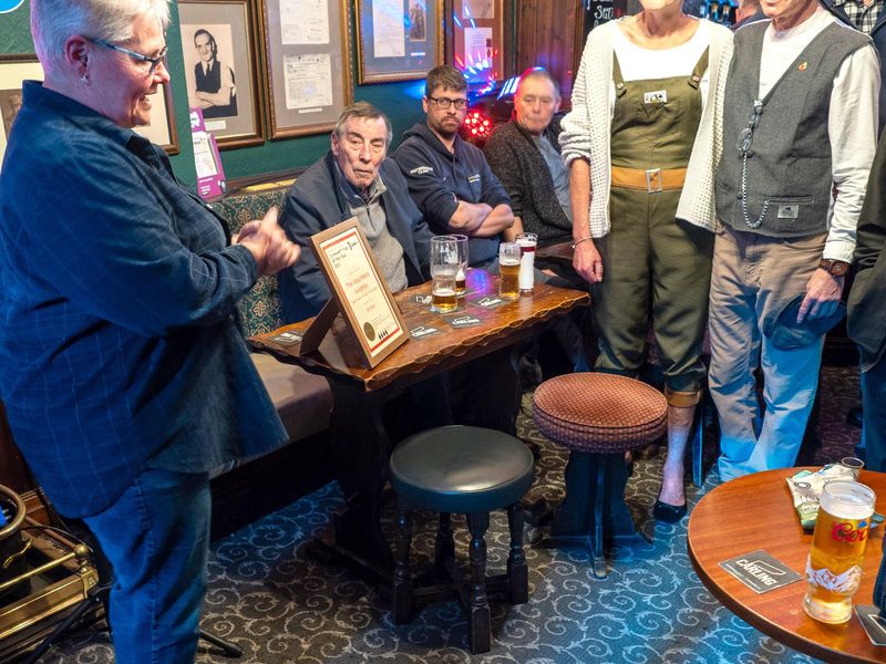 VE Day, 2025, Colleen (Branch Chair) awarding the Community Pub . (Publican, Award). Published on 30-06-2025 