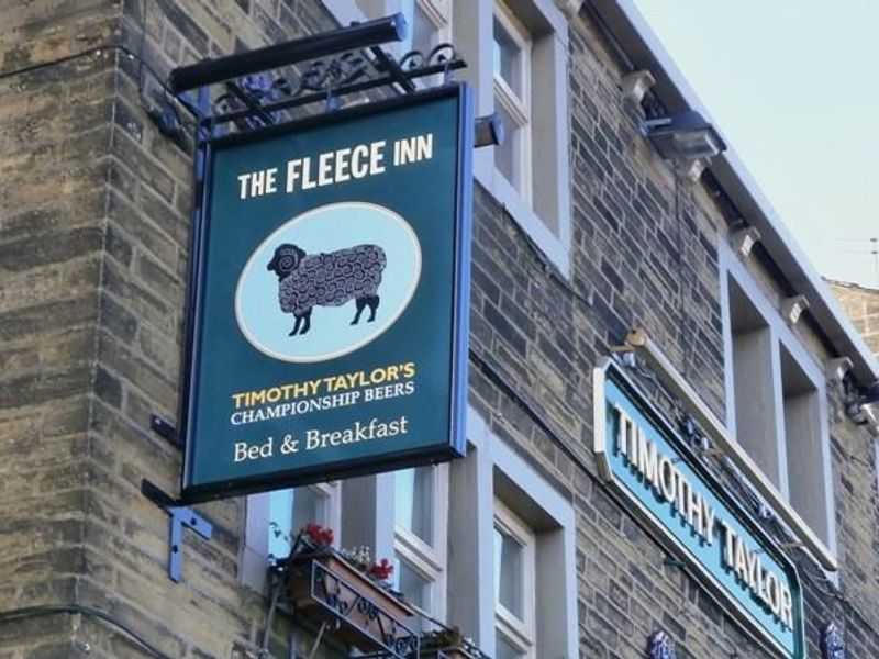 The Fleece Inn, Haworth - pub sign circa 2014. (Pub, External, Sign). Published on 28-01-2015