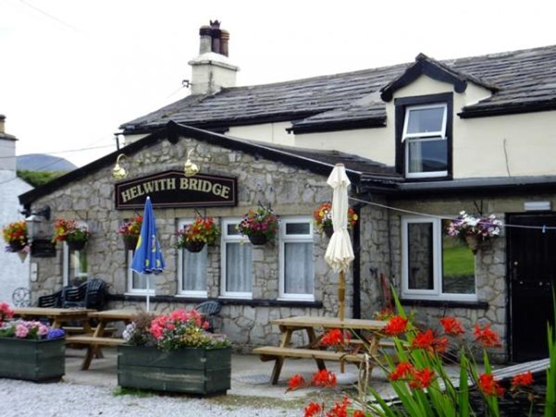 Helwith Bridge Inn from the car park. (Pub, External, Key). Published on 04-08-2014