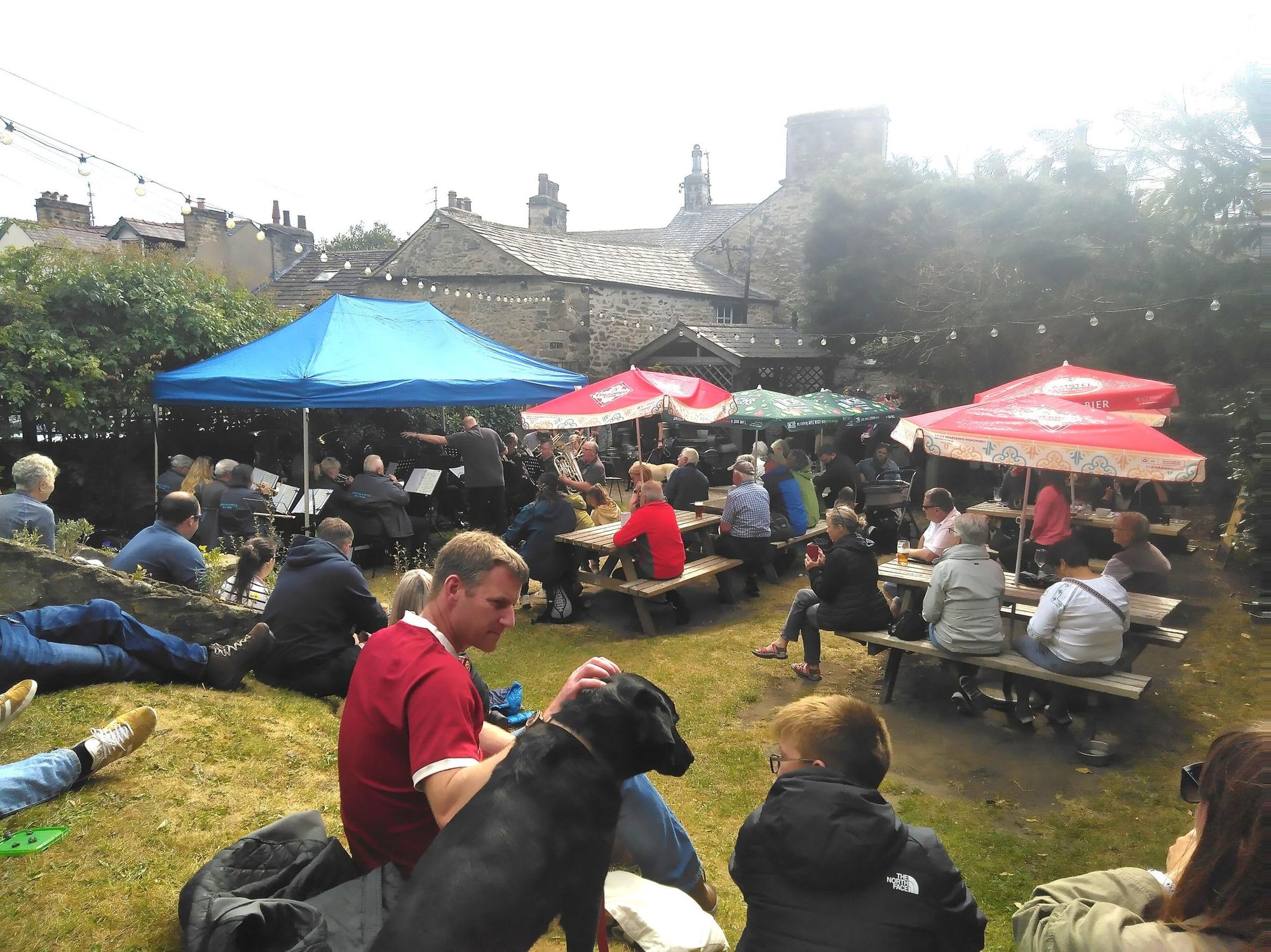 Brass band playing in the garden, Talbot Arms, Settle, July 2026. (External, Garden, Customers). Published on 03-08-2026