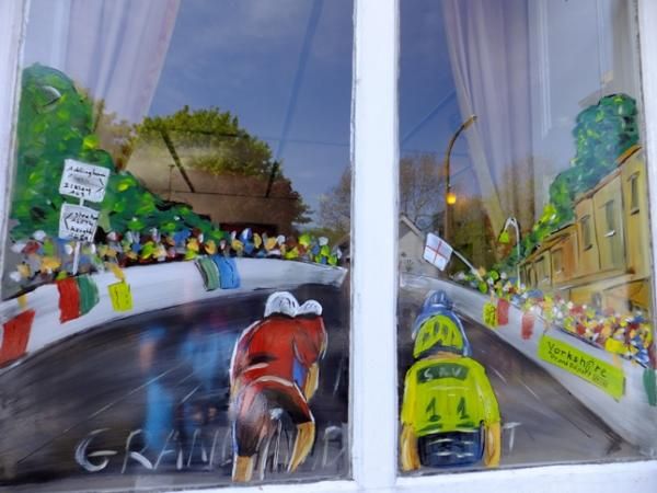 The Kings Arms, Silsden, Tour de France windows. (Pub, External). Published on 23-01-2015