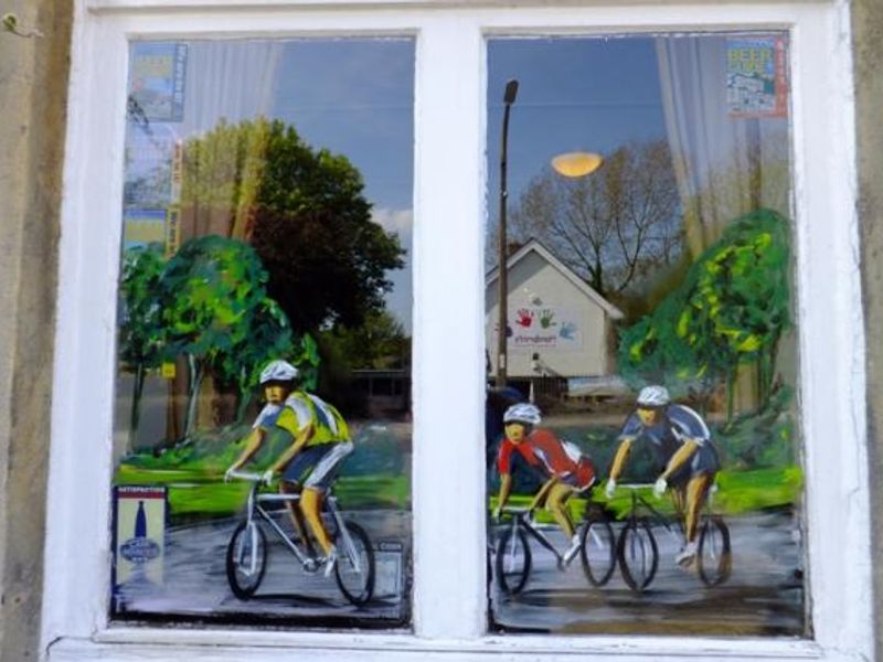The Kings Arms, Silsden, Tour de France windows. (Pub, External). Published on 23-01-2015