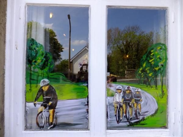 The Kings Arms, Silsden, Tour de France windows. (Pub, External). Published on 23-01-2015
