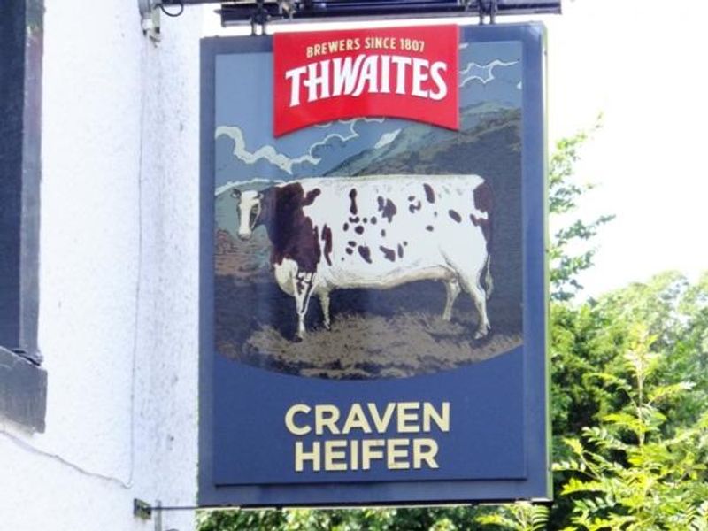 The Craven Heifer, Stainforth, pub sign. (Pub, External, Sign). Published on 04-08-2014