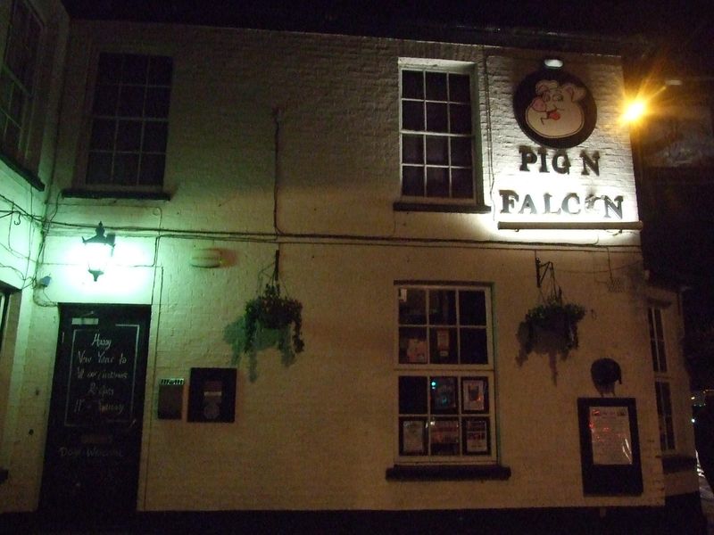 Pig 'n Falcon external view at night 11 Jan 2018. (Pub, External). Published on 13-01-2018