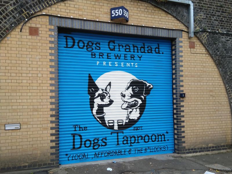 Dogs Grandad Brewery Taproom Shutter - 202309. (Brewery, External). Published on 29-09-2023