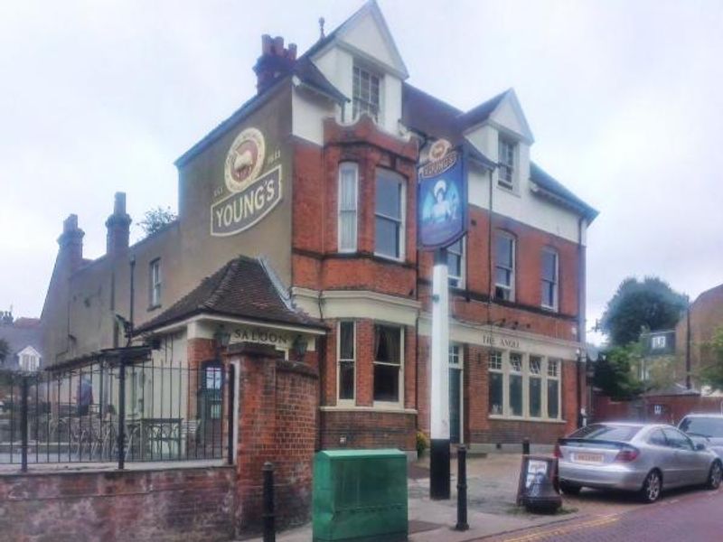 Angel Roehampton SW15 showing pub sign. (Pub, External, Sign, Key). Published on 10-07-2014