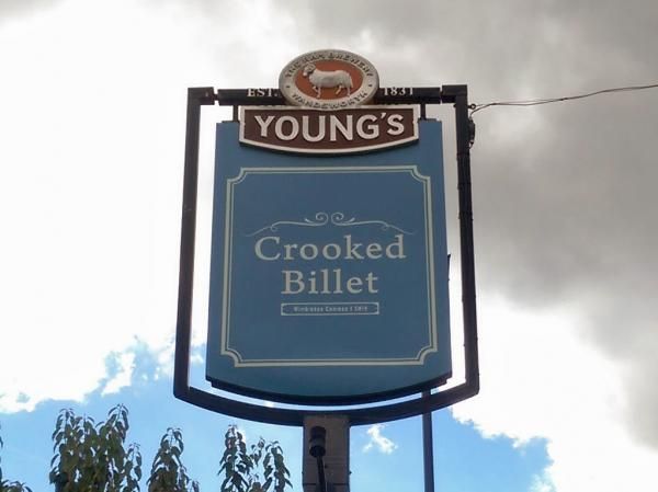 Crooked Billet, Wimbledon Common SW19 - 20160717 - pub sign. (Pub, External, Sign). Published on 05-08-2016
