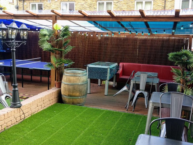 Clapham Tap, 128 Clapham Manor Street SW4 6ED - garden games are. (Garden). Published on 05-08-2017