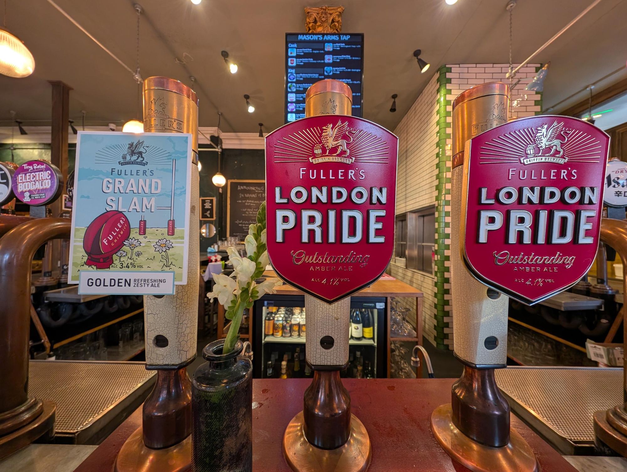Three hand pumps on the bar - 2025-02-13. (Pub, Bar). Published on 13-02-2025
