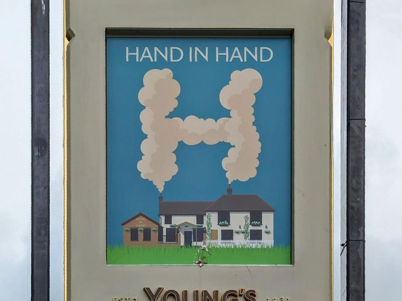 Hand in Hand Wimbledon pub sign 2024-05-14. (External, Sign). Published on 01-06-2024 