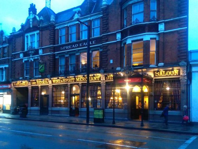 Spread Eagle at dusk in rain - 20160903. (Pub, External, Key). Published on 05-09-2016