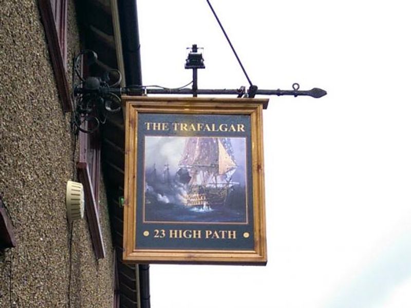 Trafalgar Merton SW19 main pub sign - 19-05-2015. (Pub, External, Sign). Published on 12-11-2015