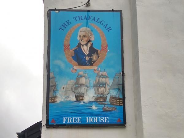 Trafalgar Merton SW19 pub sign on side wall - 12-11-2015. (Pub, External, Sign). Published on 12-11-2015