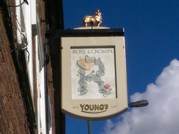 Rose & Crown, Wimbledon Village, SW19 - 20160717 - pub sign. (Pub, External, Sign). Published on 05-08-2016