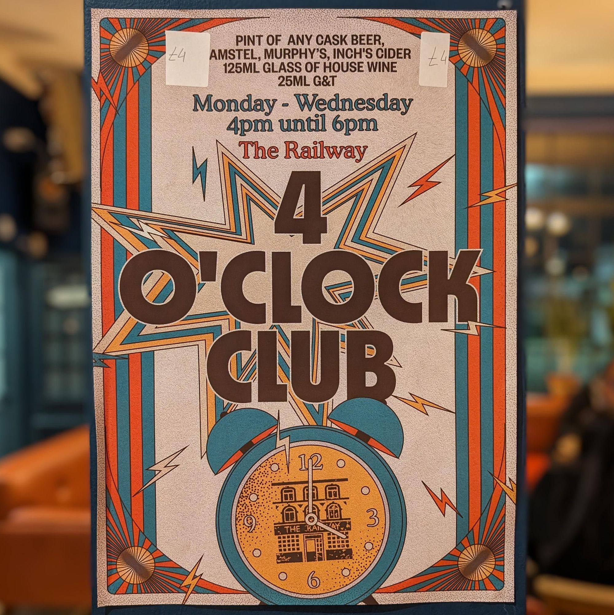 Railway SW16 handpumps - happy hour poster - 20240429. (Pub). Published on 29-04-2024