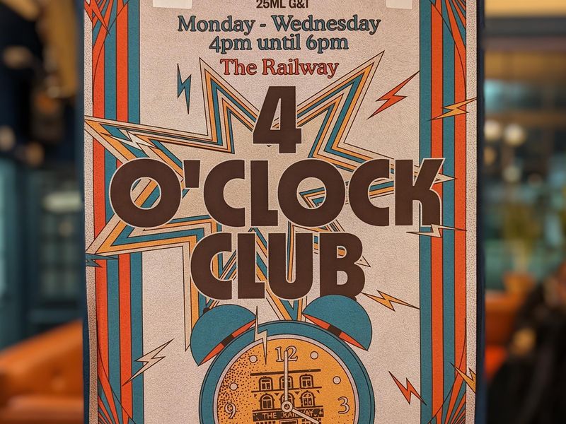 Railway SW16 handpumps - happy hour poster - 20240429. (Pub). Published on 29-04-2024
