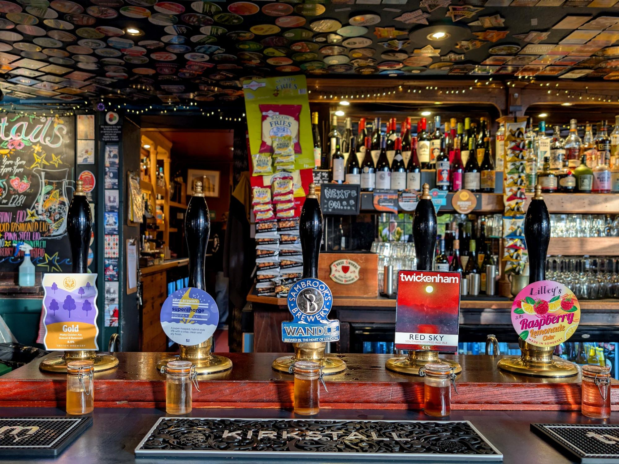 Handpumps in the main bar -- 2026-08-21. (Pub, Bar). Published on 21-08-2026