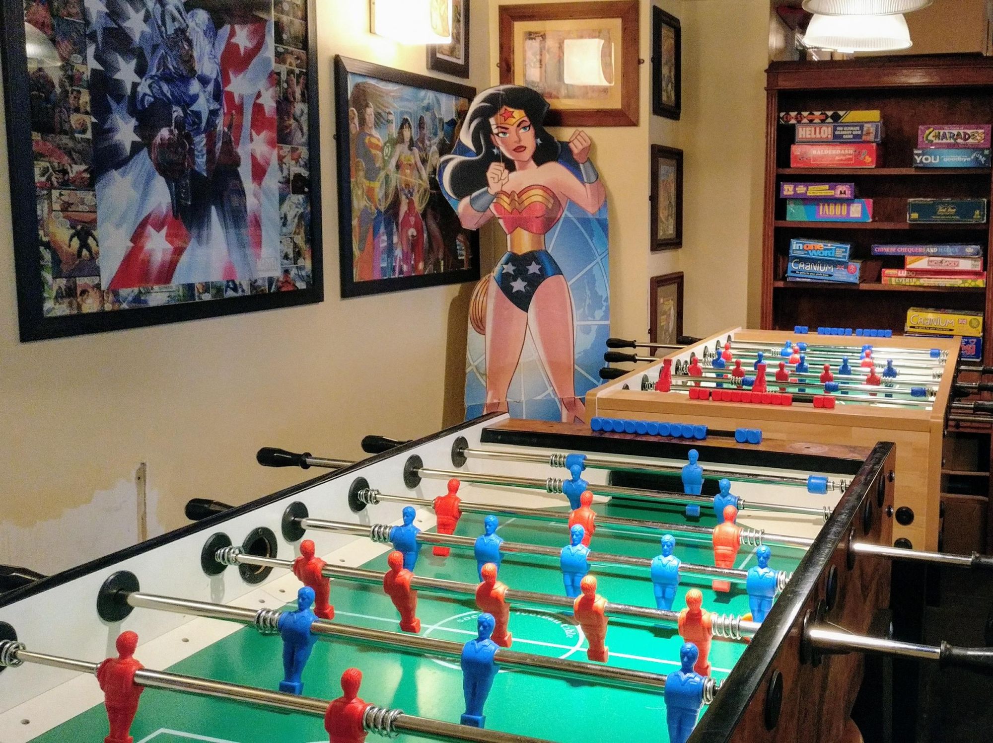 Foosball tables with board games in the background. (Pub). Published on 16-05-2017